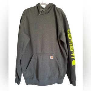 Carhartt Dark Gray Hoodie with Neon Yellow Logo